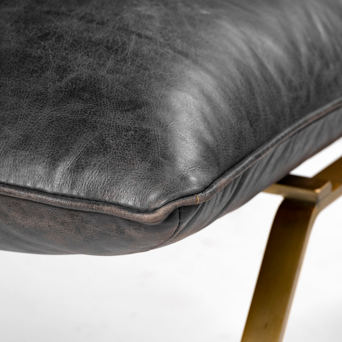 Flavelle Black Leather Cushion Seat and Solid Iron Base Accent Chair - Ornate Home
