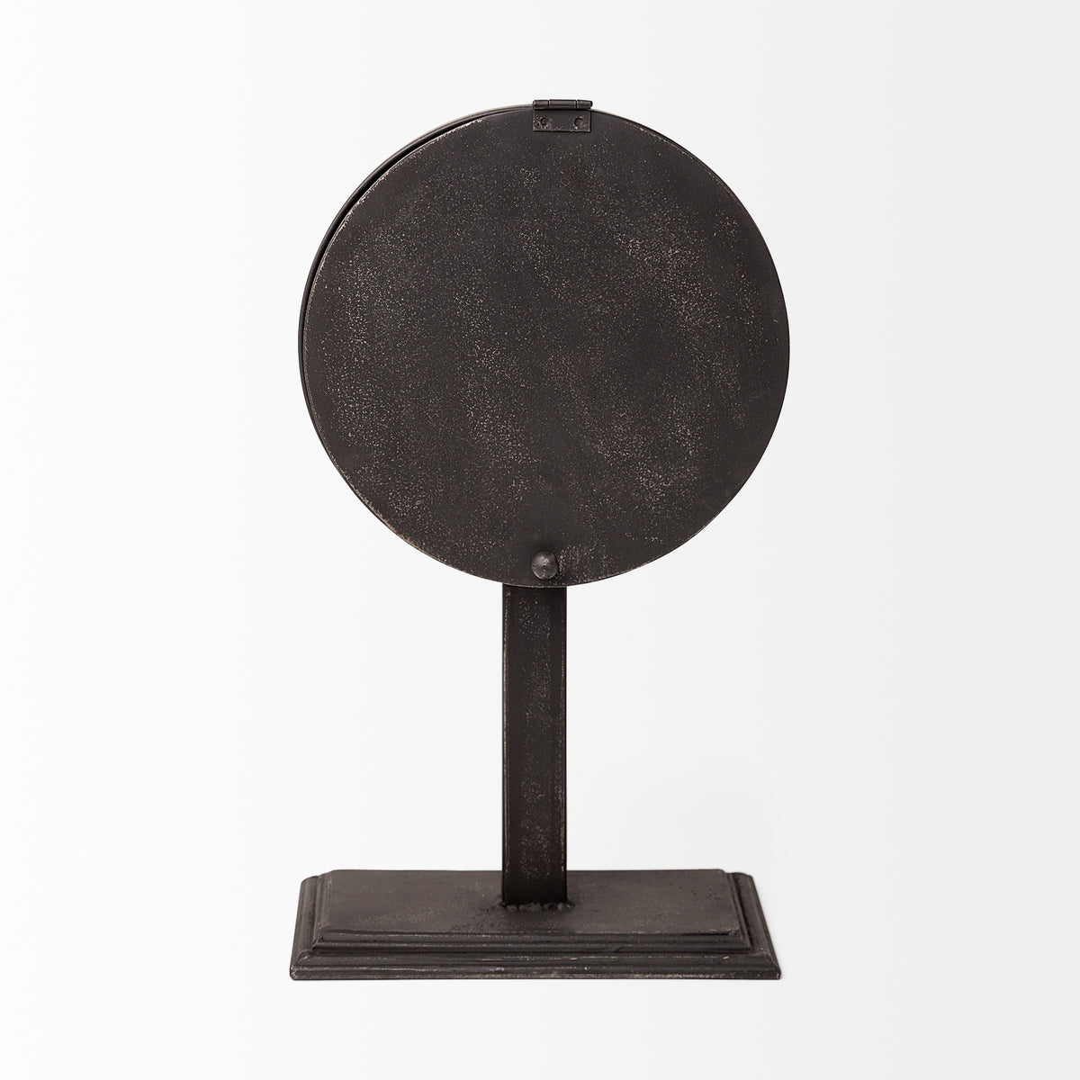Attalack Black Metal Round Face Table Clock