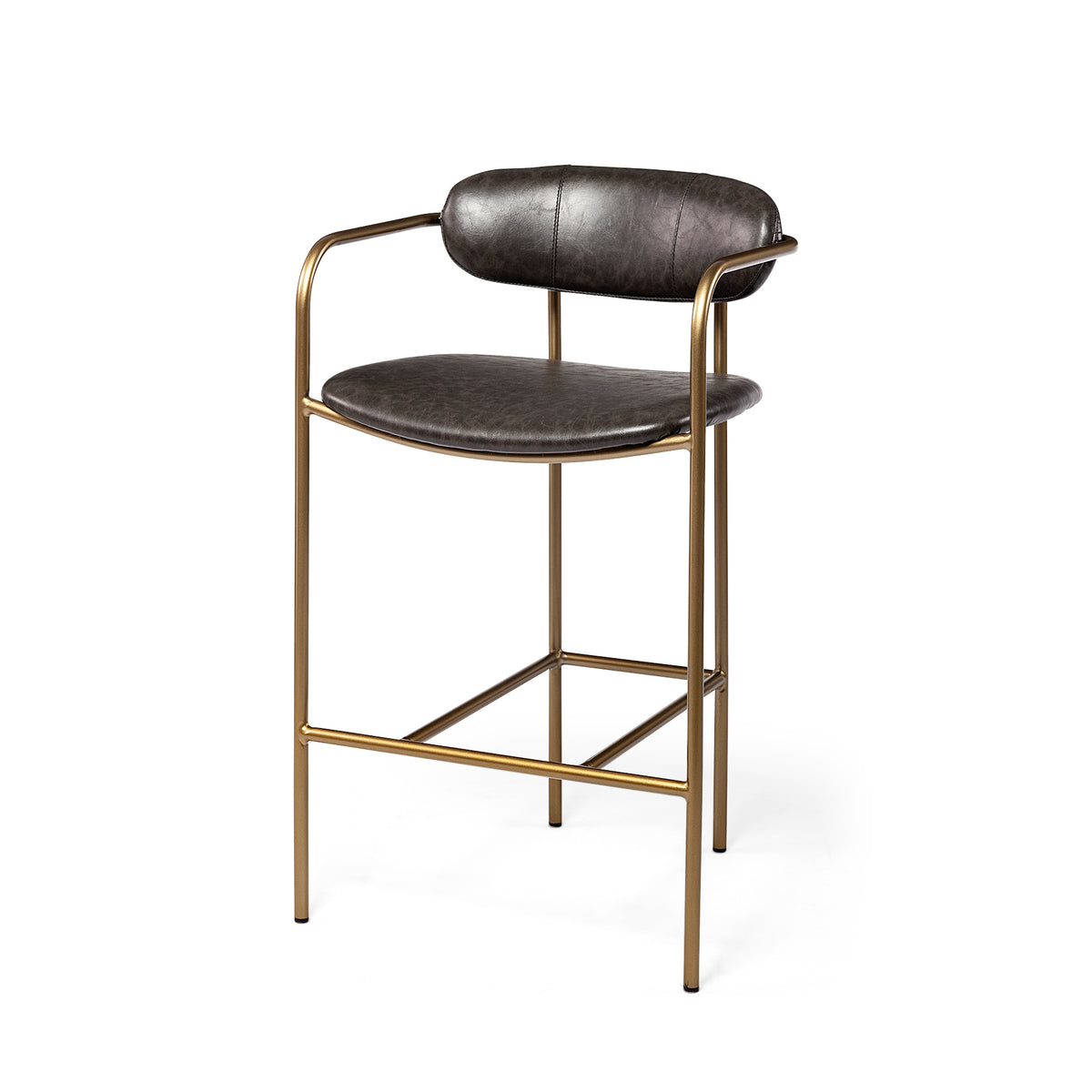 Parker Brown/Gold Faux Leather Seat Metal Counter Stool