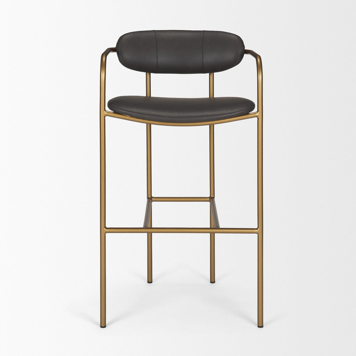 Parker Brown/Gold Faux Leather Seat Metal Bar Stool
