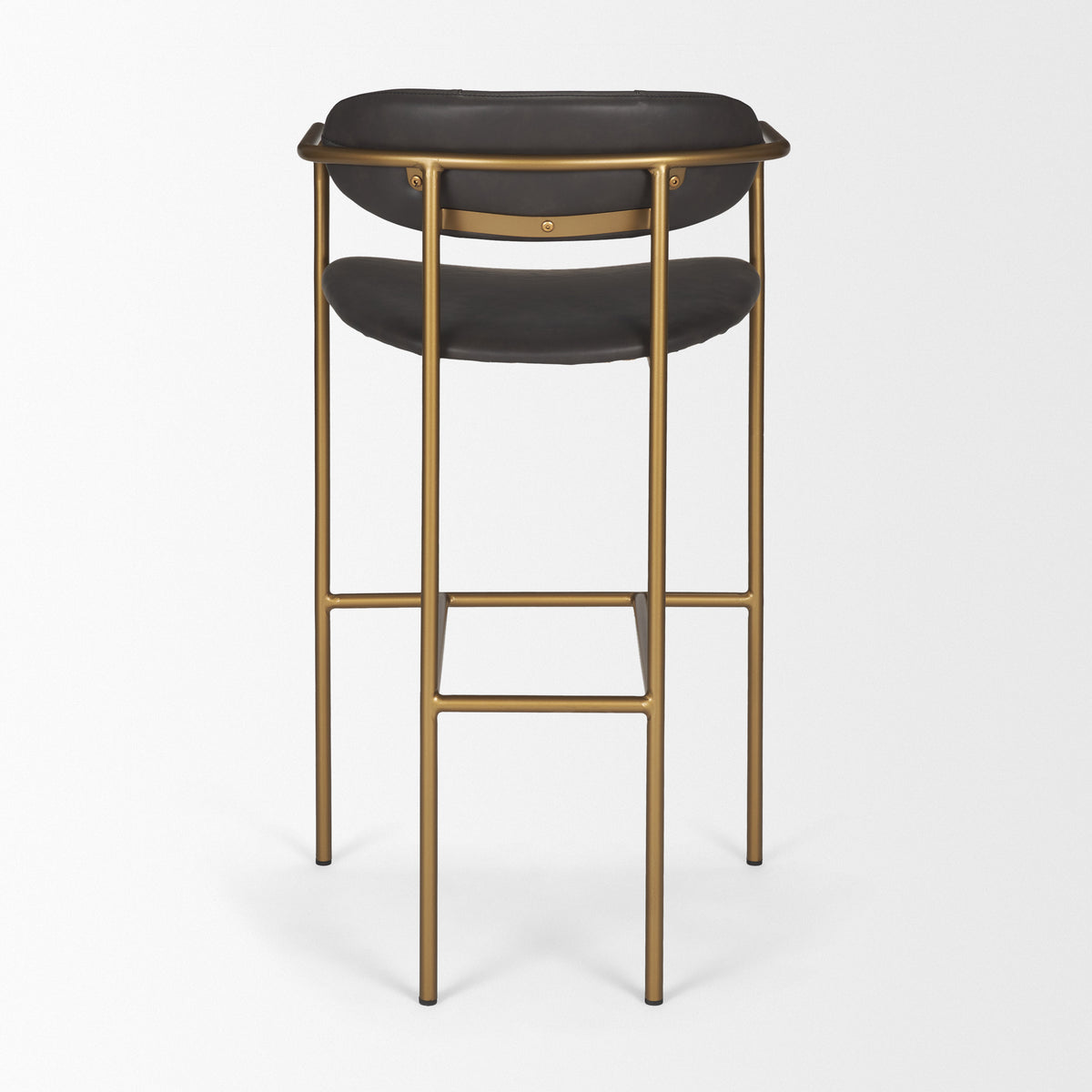 Parker Brown/Gold Faux Leather Seat Metal Bar Stool