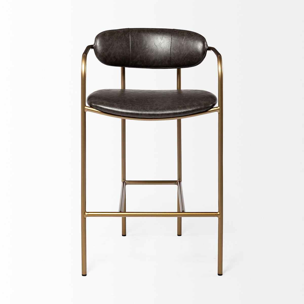 Parker Brown/Gold Faux Leather Seat Metal Counter Stool