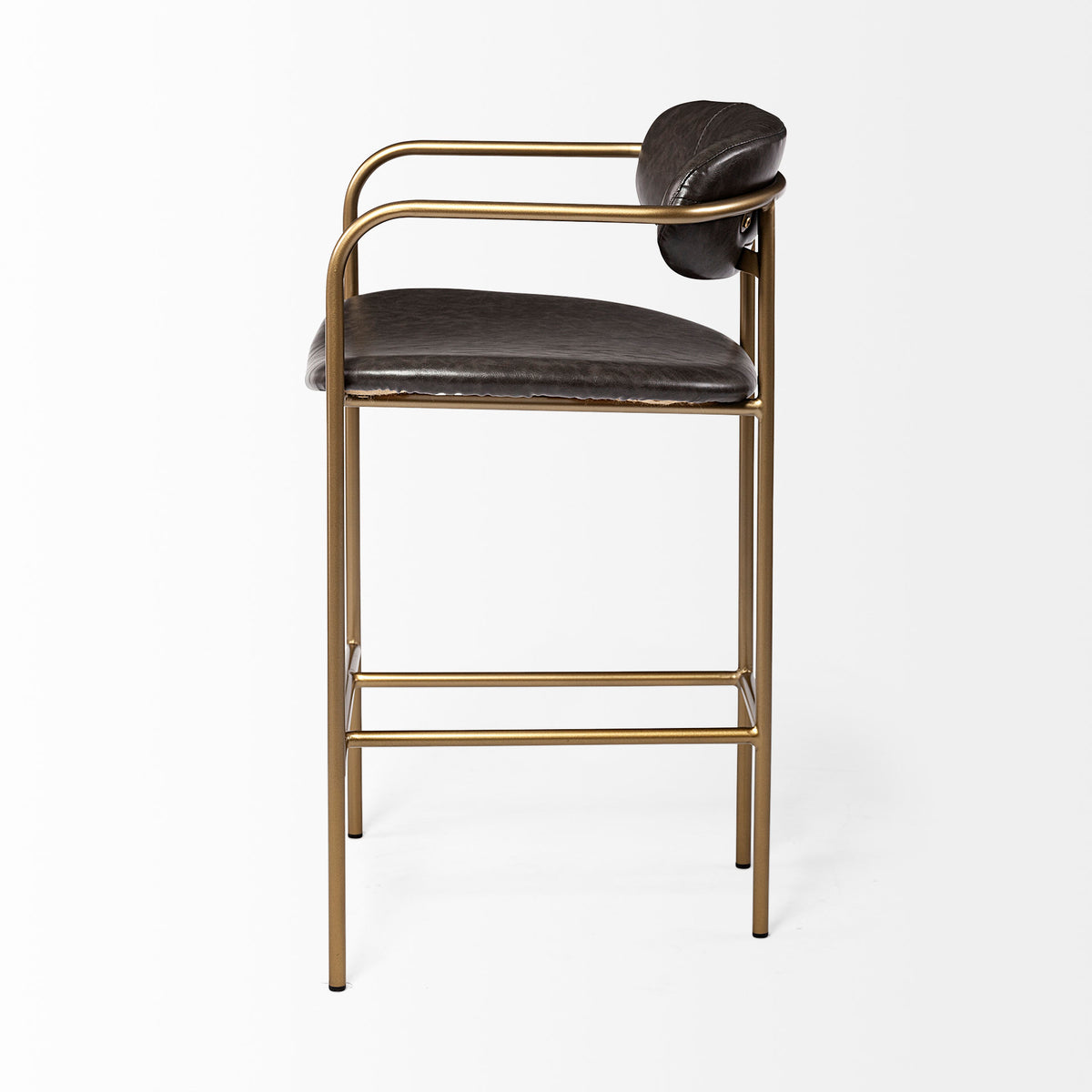 Parker Brown/Gold Faux Leather Seat Metal Counter Stool