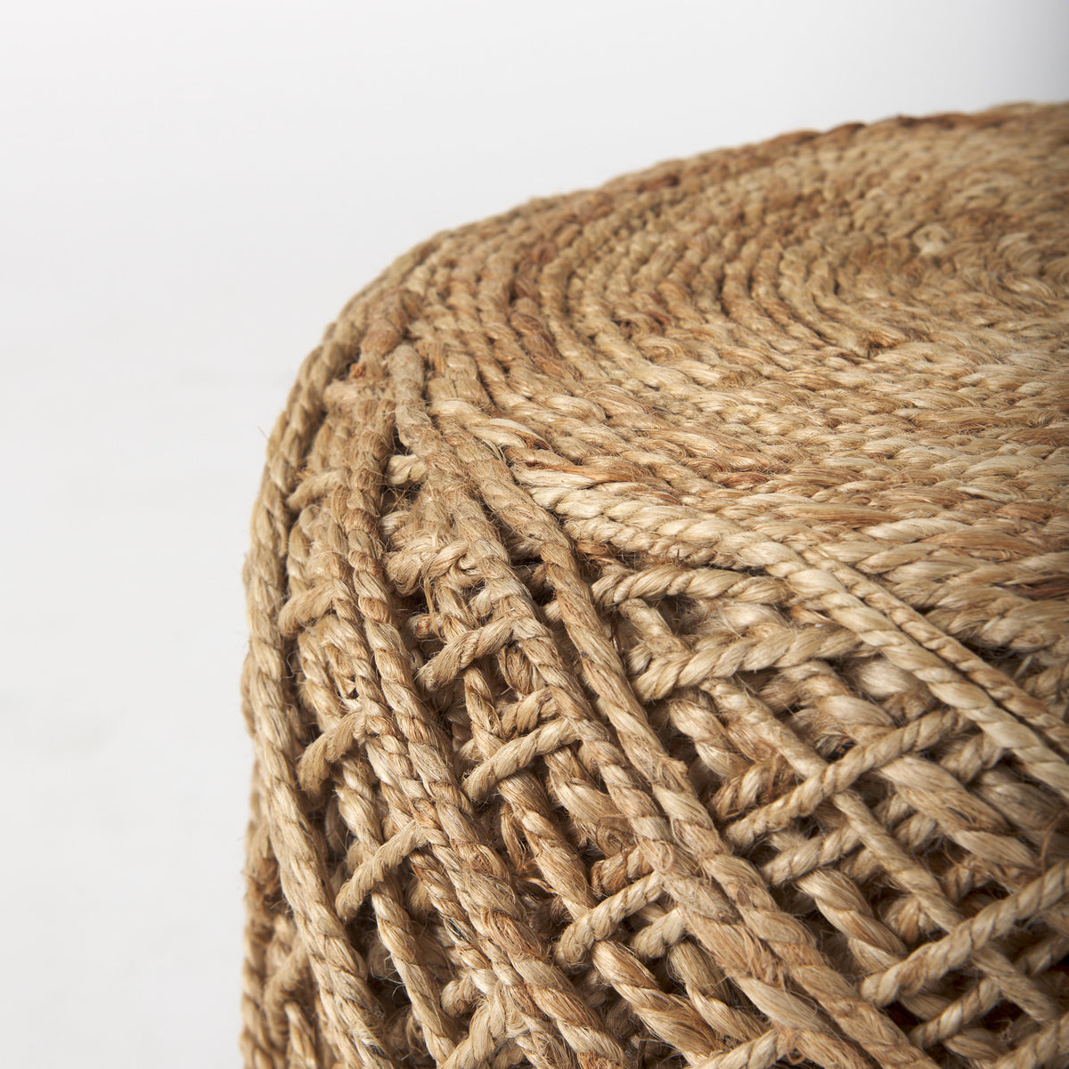 Allium Brown Handwoven Wool Cylindrical Pouf