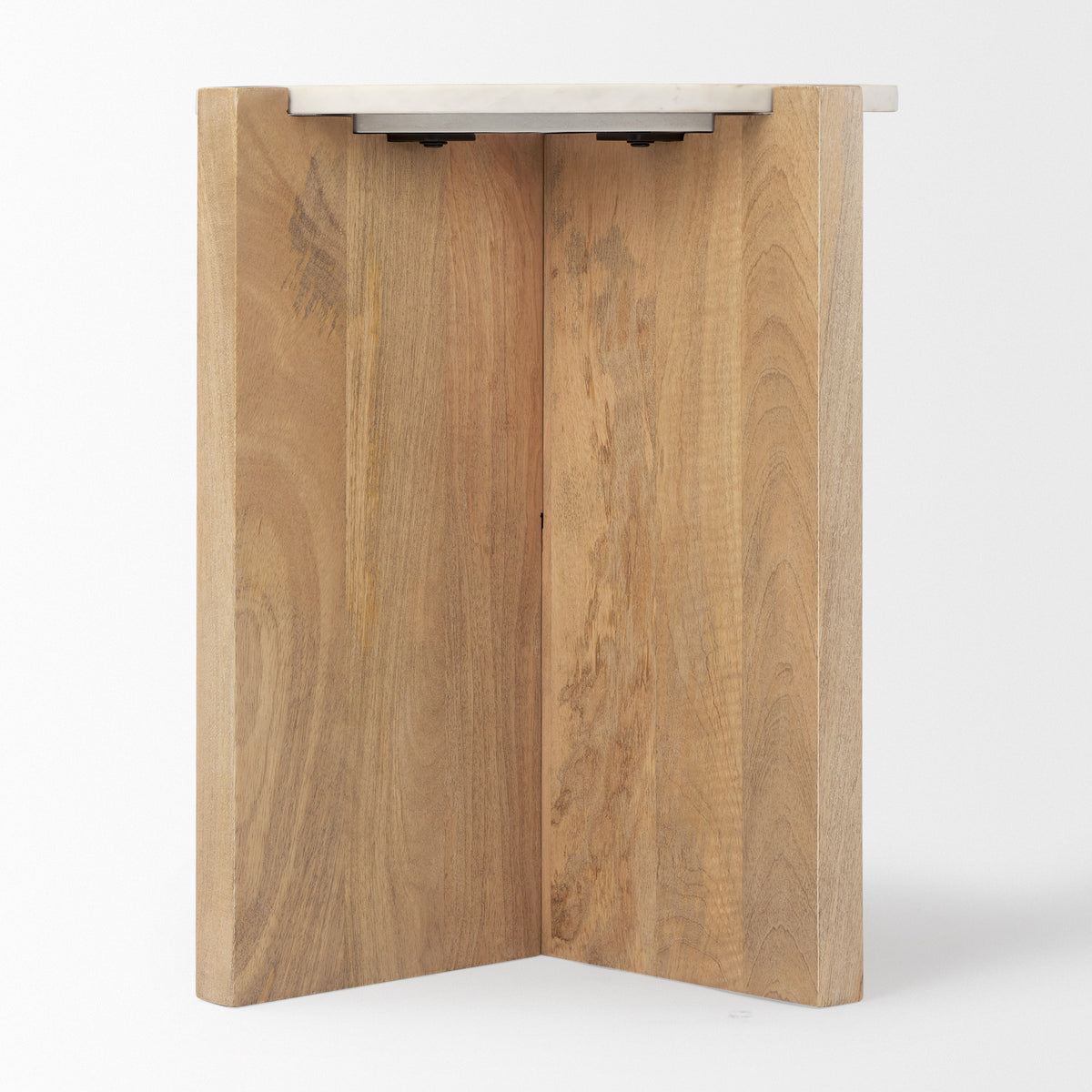 Bianca Light Brown/White Wood and Marble Accent Table