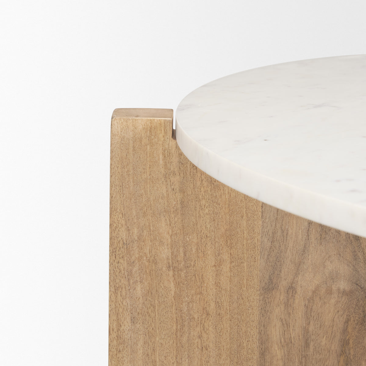 Bianca Light Brown/White Wood and Marble Accent Table