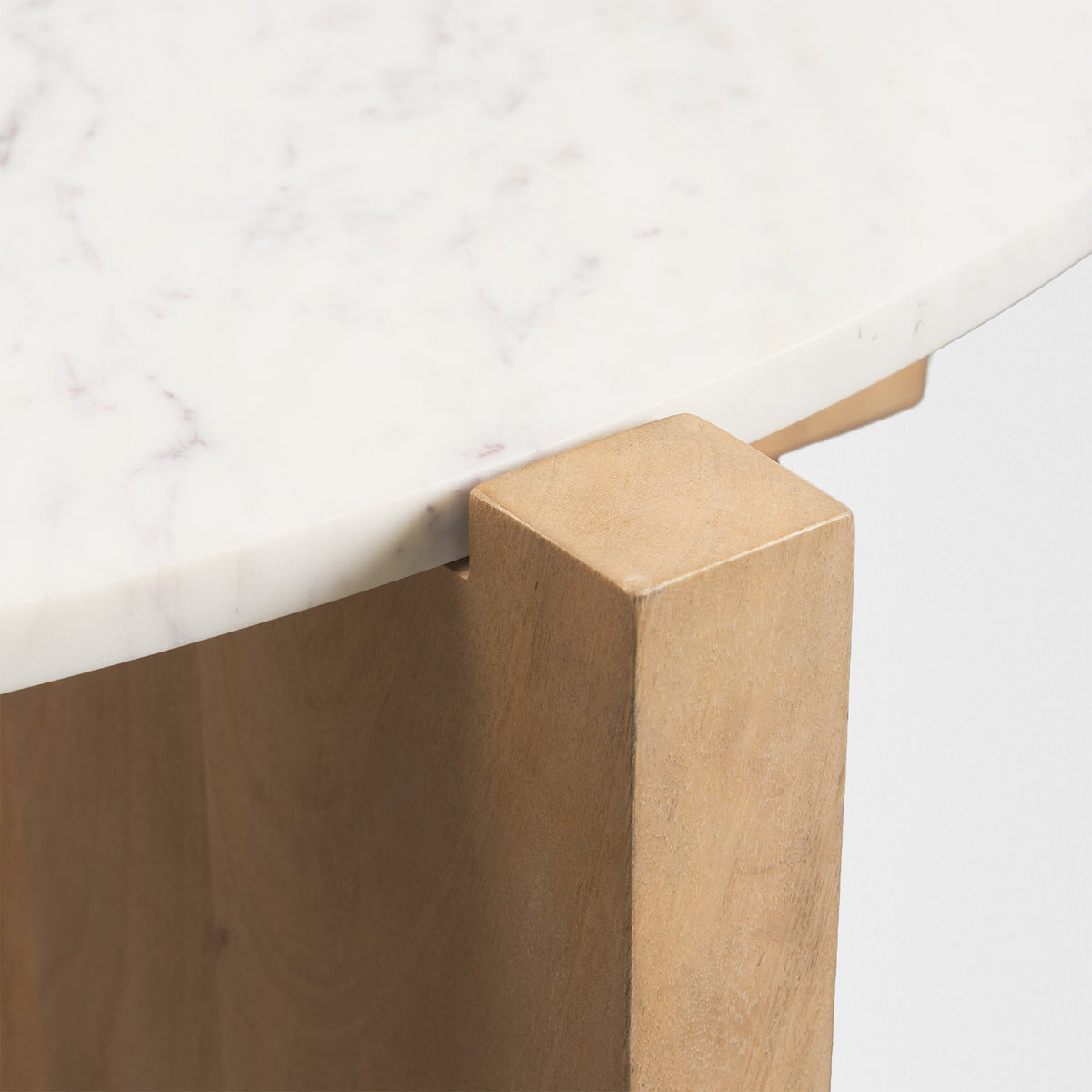 Bianca Light Brown/White Wood and Marble Accent Table