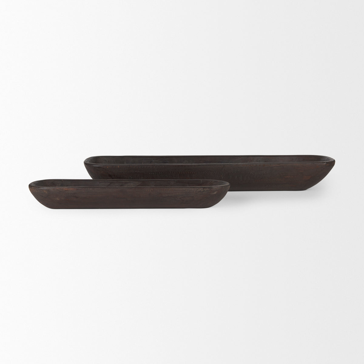 Athena Black-Brown Extra Large Reclaimed Wood Trays (Set of 2)