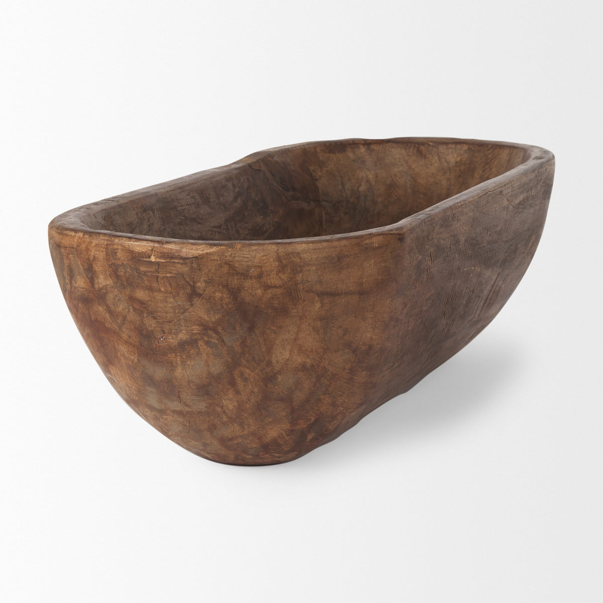 Athena Medium Brown Extra Large Oblong Reclaimed Wood Bowl