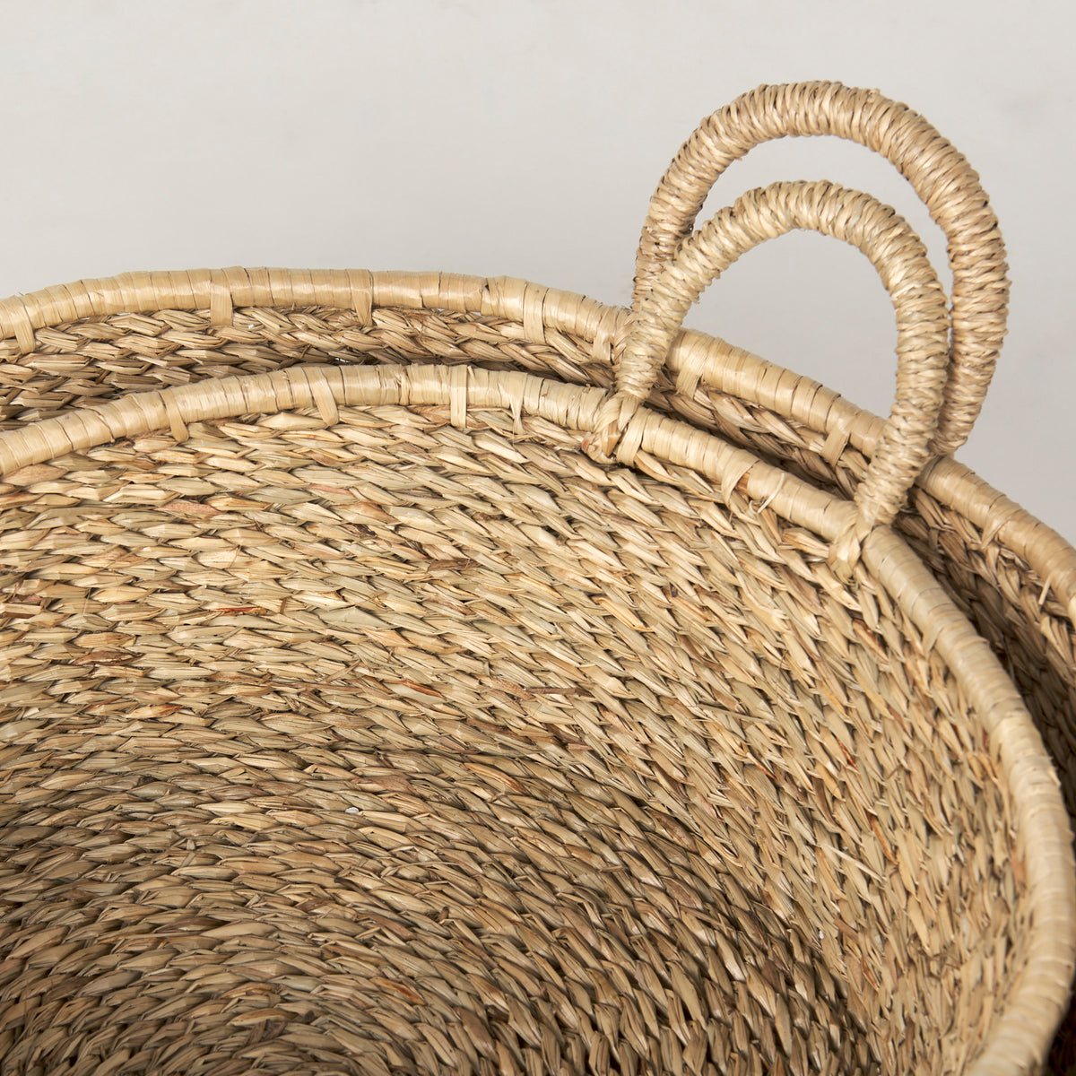 Ayanna Brown Deep Nesting Seagrass Baskets with Handles (Set of 2)