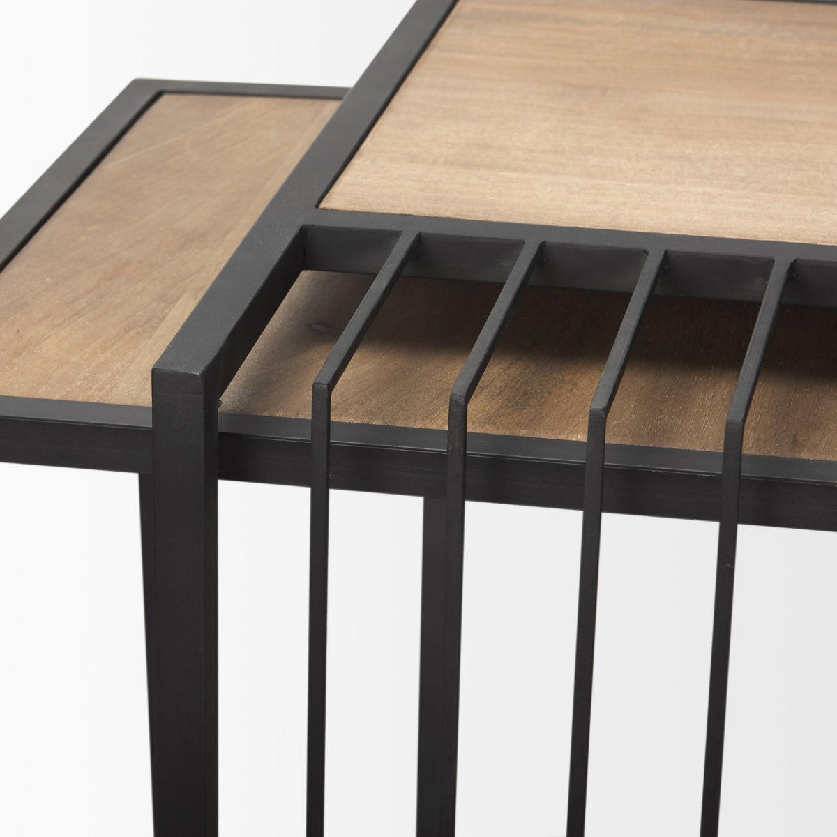 Miles Black Metal with Light Wood Nesting End/Side Table