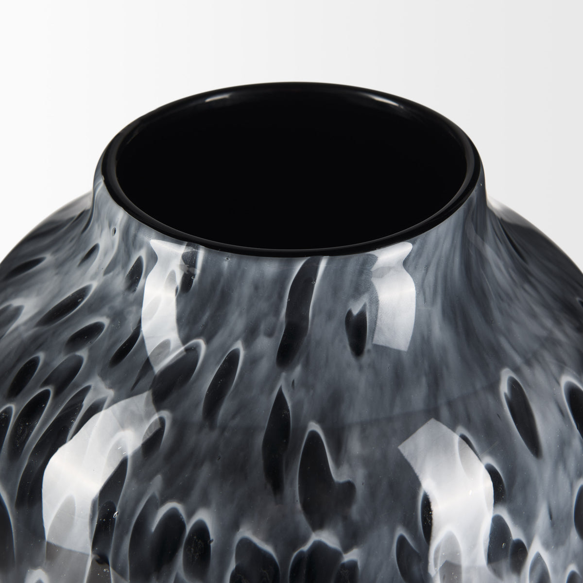 Masai Black Large Mottled Glass Vase