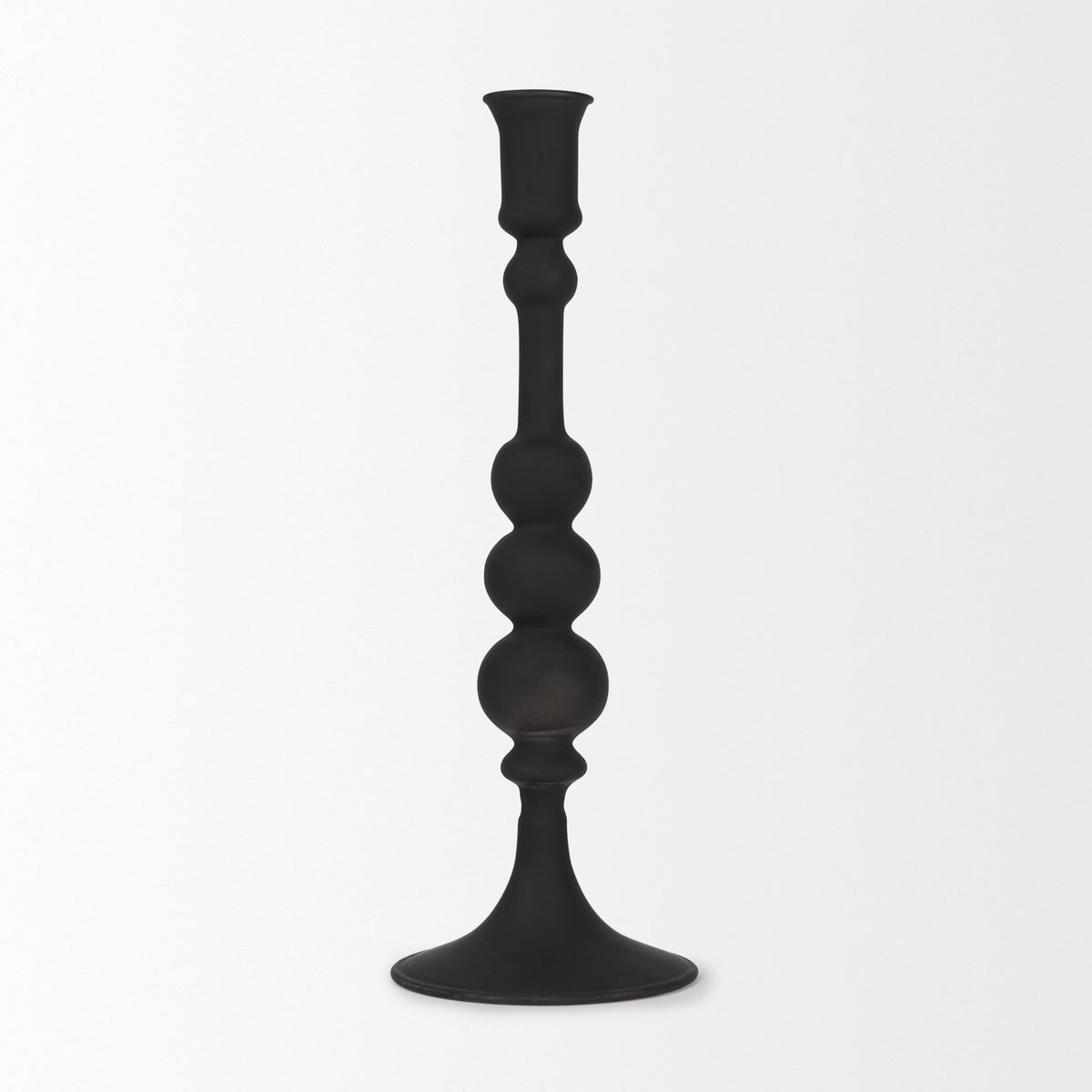 Haute Matte Black Large Blown Glass Candlestick