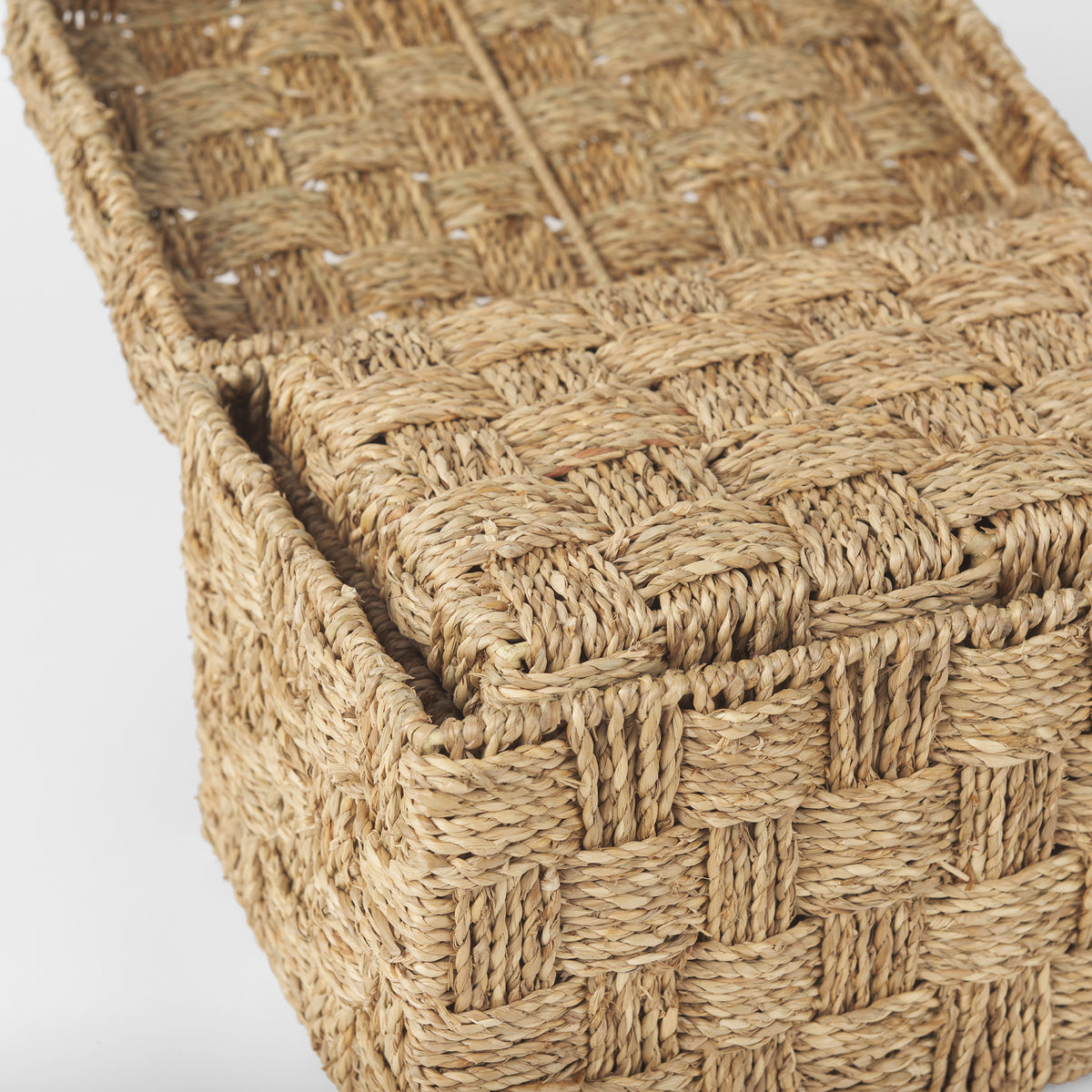 Hanalei Brown Seagrass Boxes with Lids (Set of 2)