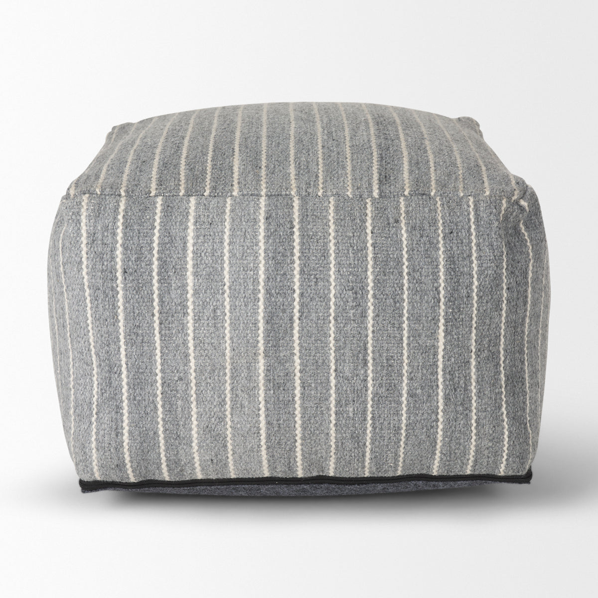 Kensie Blue Large Striped Pouf