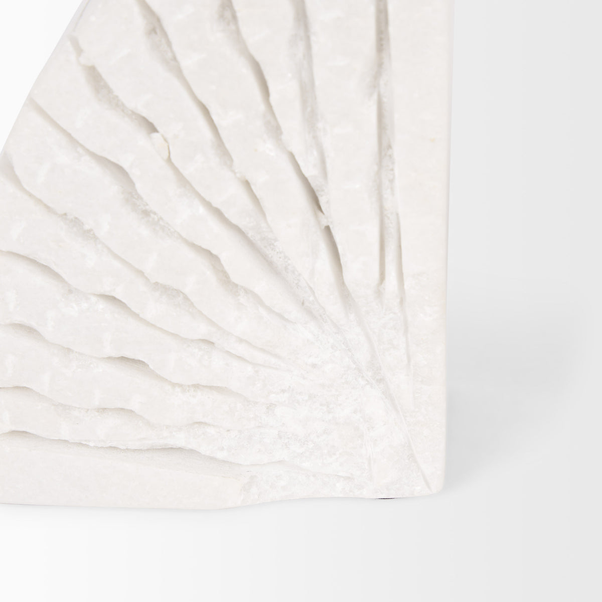 Stept White Marble Bookends with Rough Carving (Set of 2)