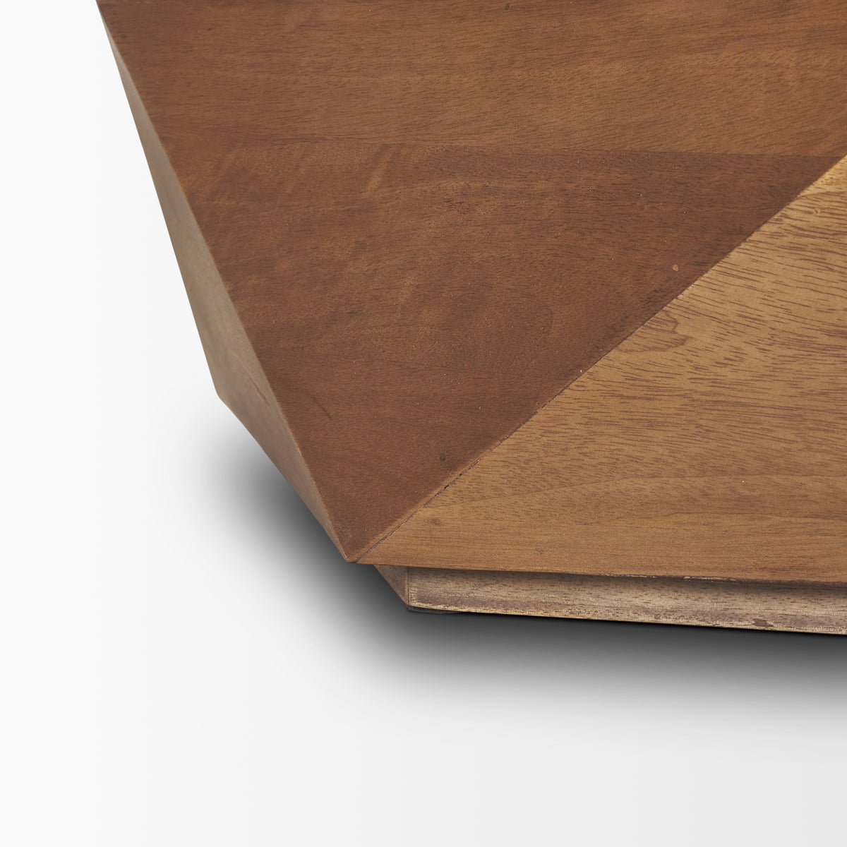 Arreto Medium Brown 36" Hexagonal Hinged Solid Wood Top and Base Coffee Table
