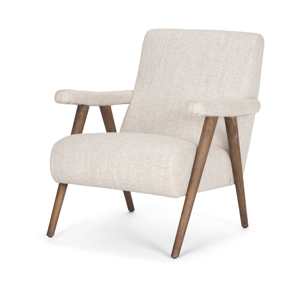 Nico Oatmeal/Brown Upholstered Wood Accent Chair