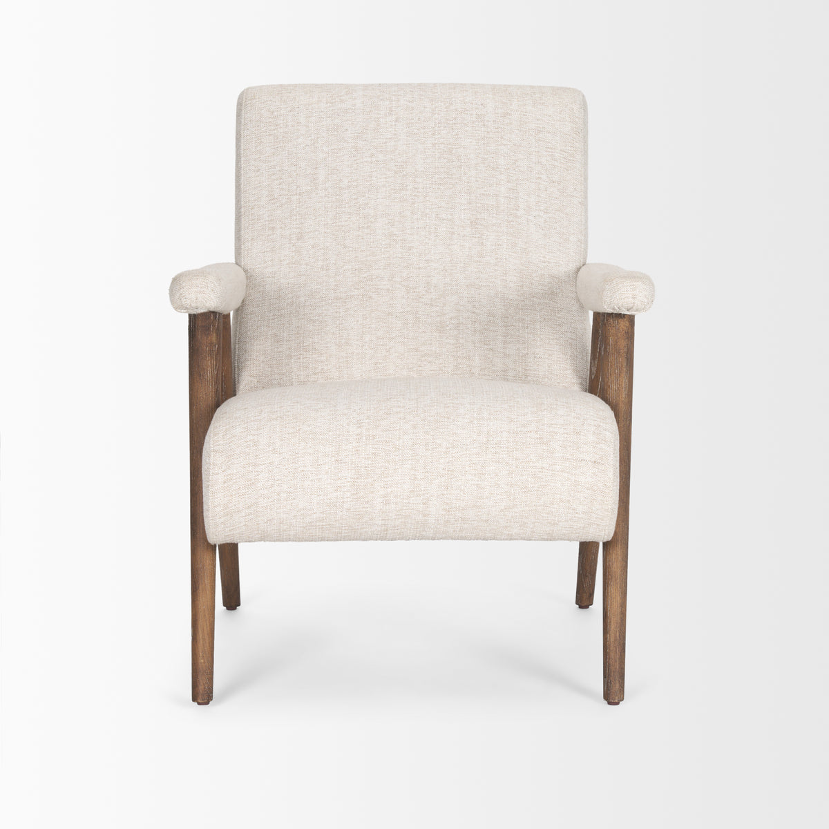 Nico Oatmeal/Brown Upholstered Wood Accent Chair
