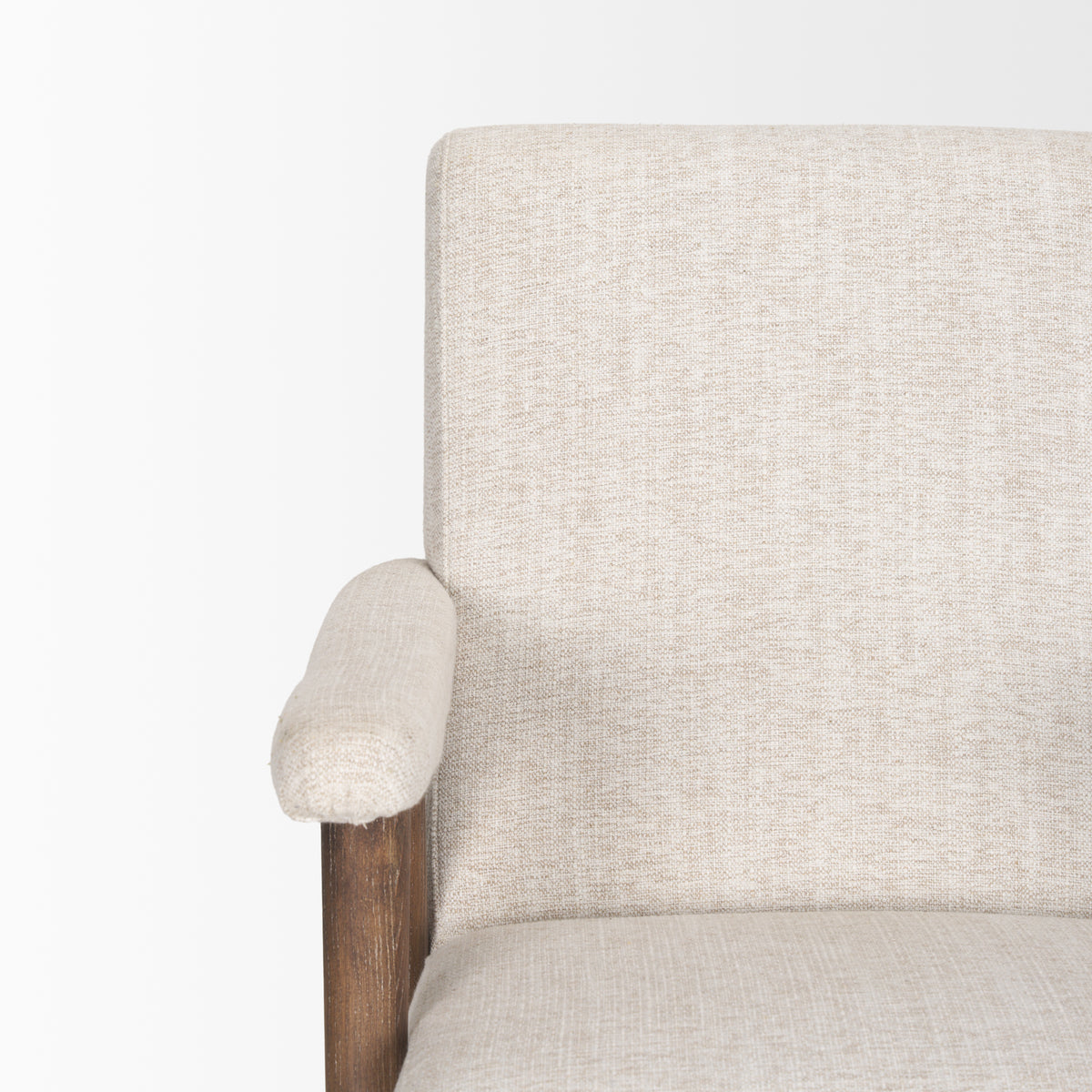 Nico Oatmeal/Brown Upholstered Wood Accent Chair