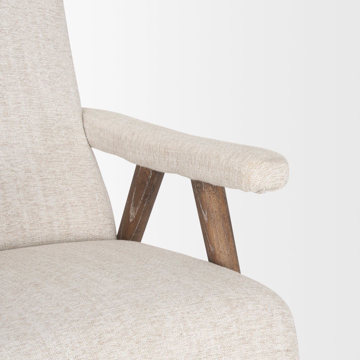 Nico Oatmeal/Brown Upholstered Wood Accent Chair