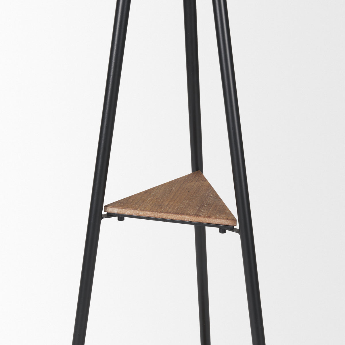 Everett Matte Black Metal with Two Wood Shelves Coat Rack
