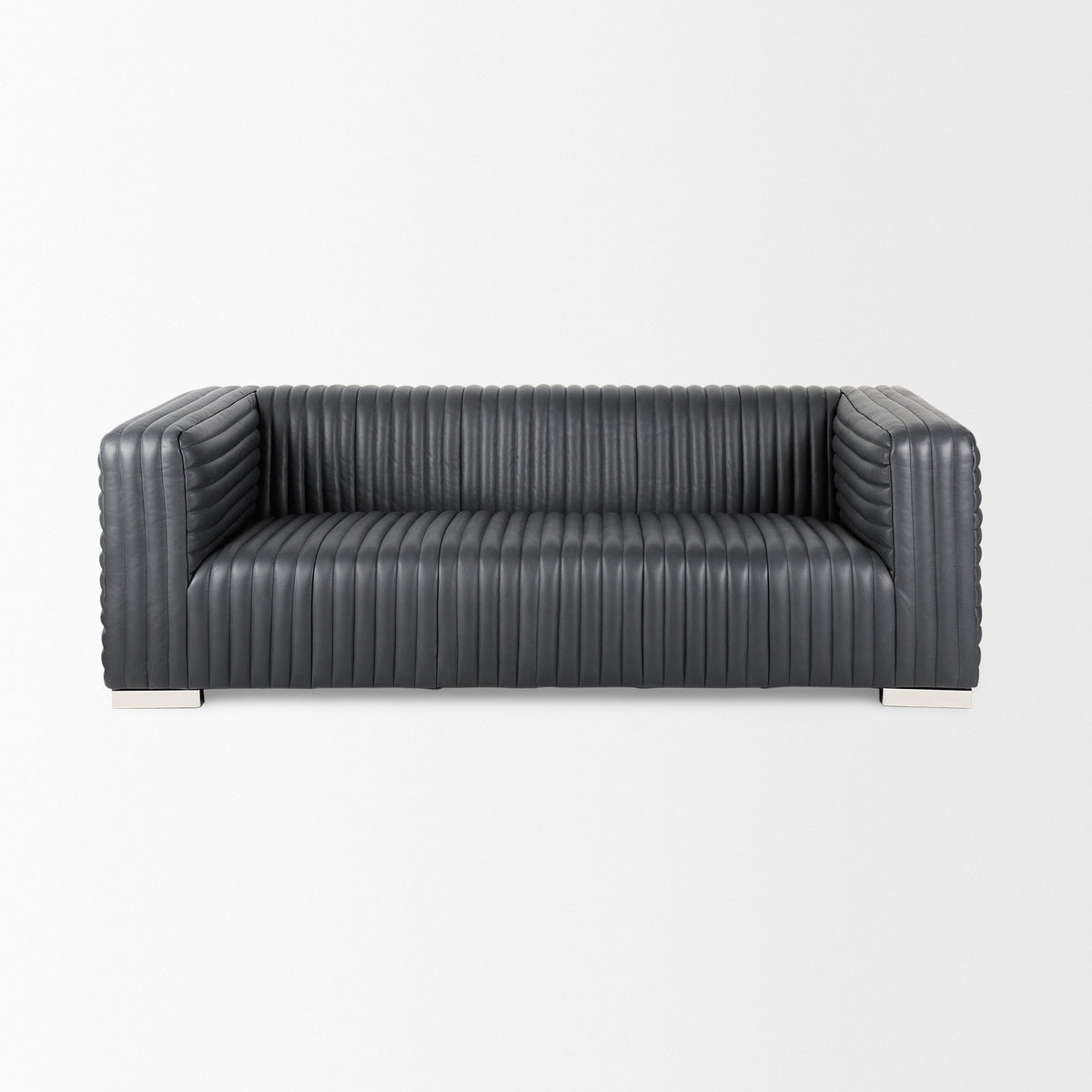 Ricciardo Black Leather Wrapped Three Seater Sofa