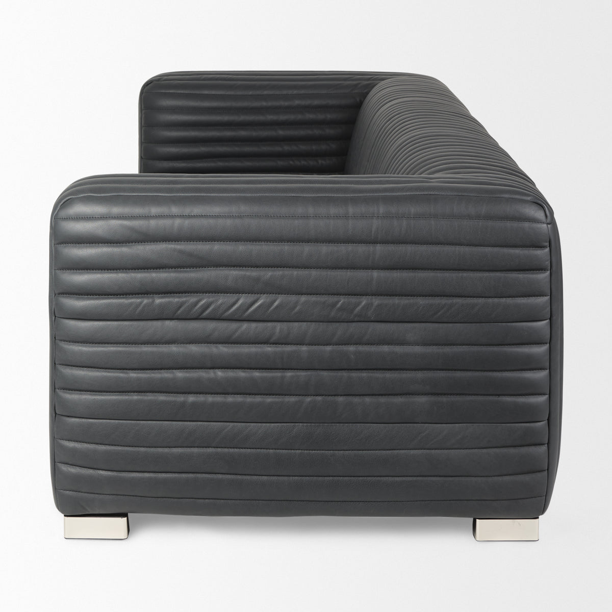 Ricciardo Black Leather Wrapped Three Seater Sofa