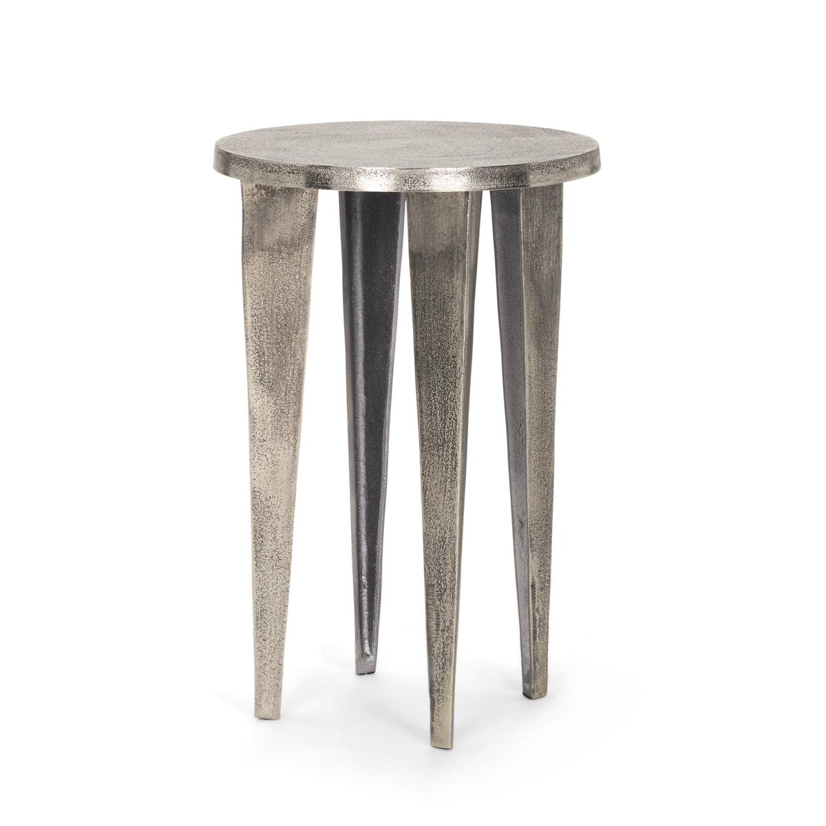 Maggie Silver/Nickel Textured Cast Aluminum Metal Accent Table