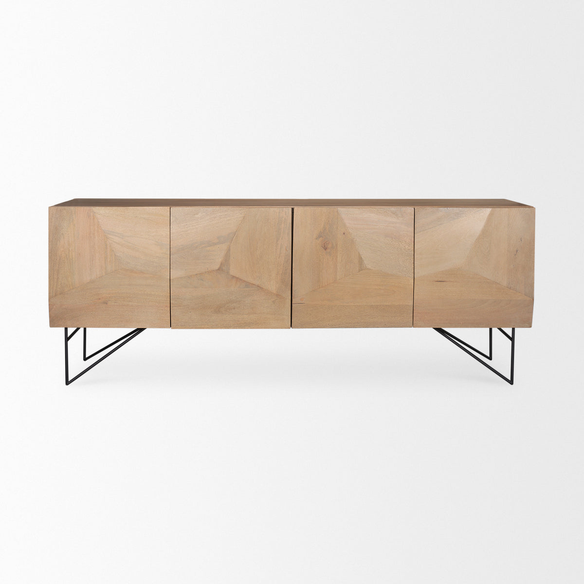 Darwin Light Brown Wooden 4 Door with 2 Shelves Sideboard