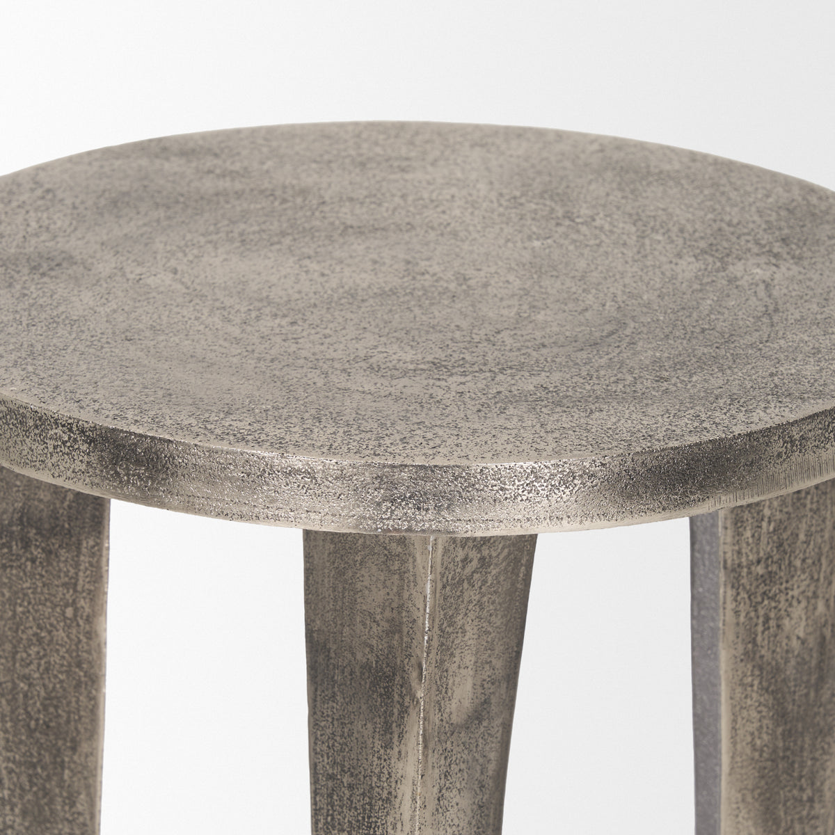 Maggie Silver/Nickel Textured Cast Aluminum Metal Accent Table