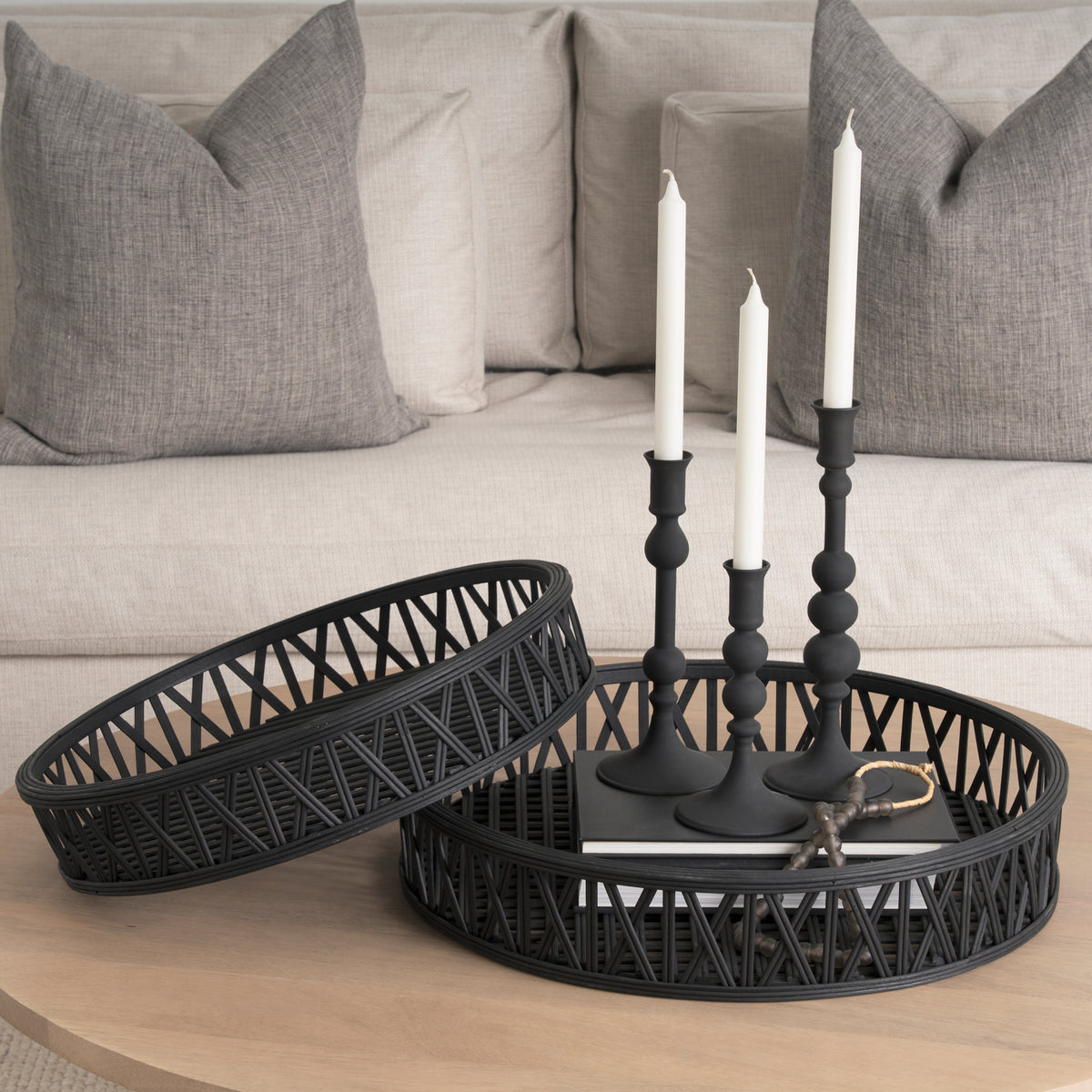 Haute Matte Black Large Blown Glass Candlestick