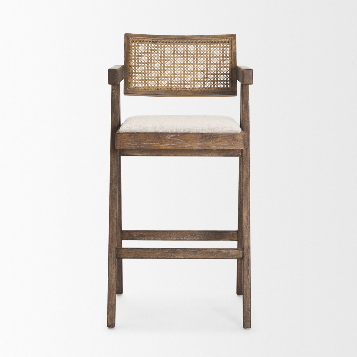 Indie Medium Brown Wood with Cane Bar Stool