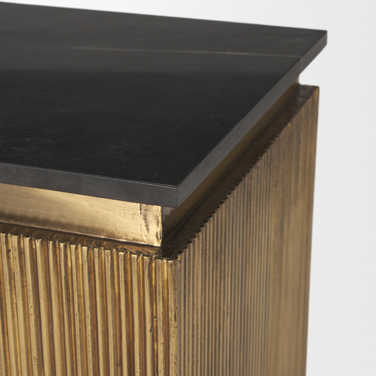 Satima Black/Gold Marble Metal Square Fluted Accent Table