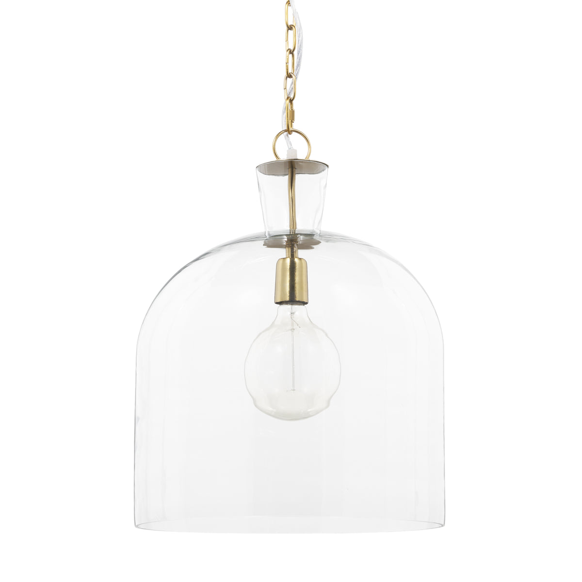 Sadah Gold Large Clear Blown Glass Metal Pendant Light