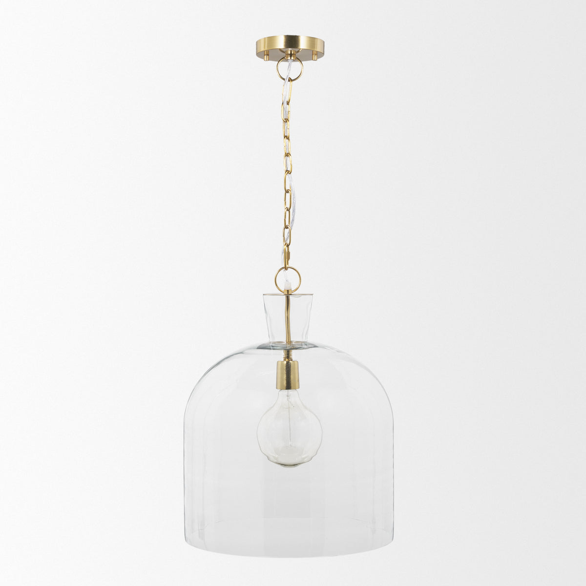 Sadah Gold Large Clear Blown Glass Metal Pendant Light