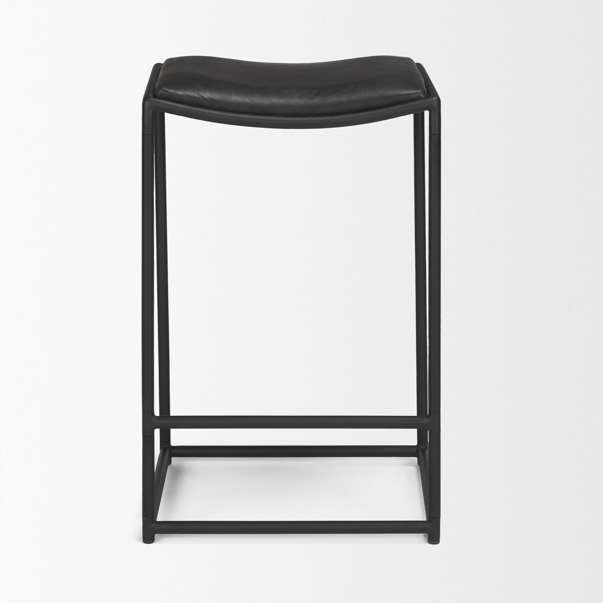 Taniel Black Leather Metal Counter Stool
