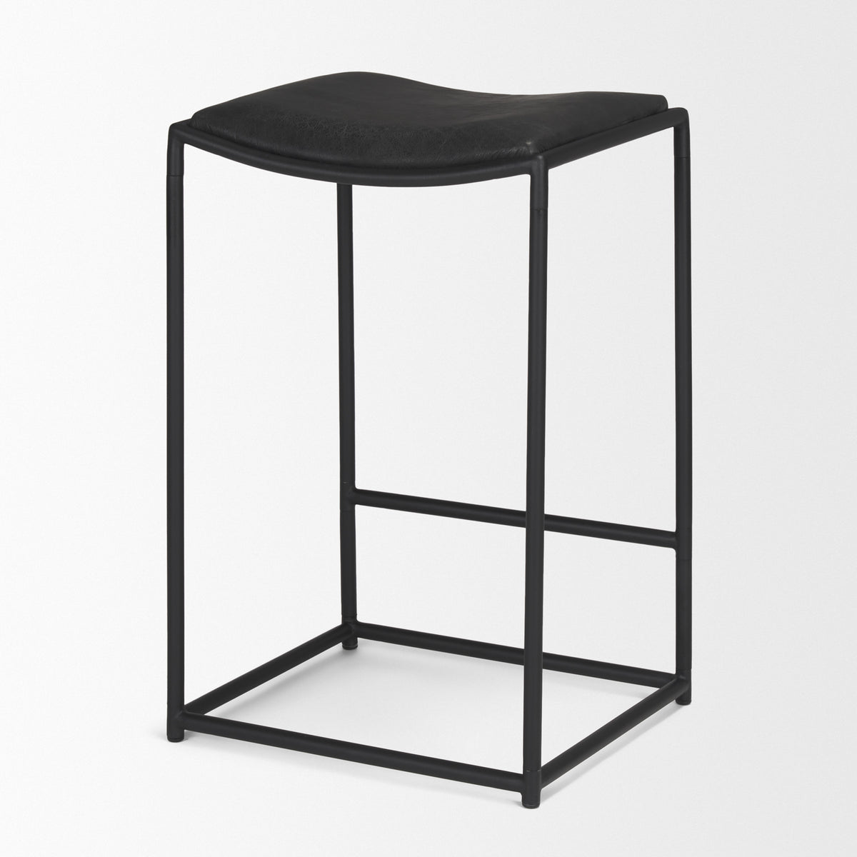 Taniel Black Leather Metal Counter Stool