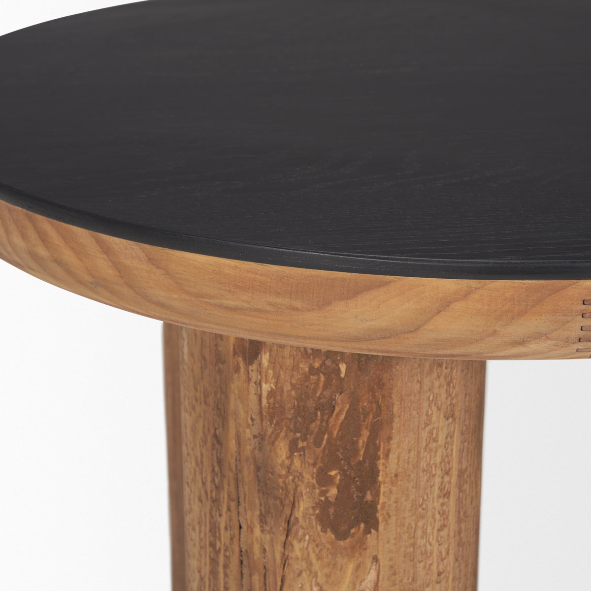 Tucson Natural/Black Wood with Round Oak Top Side Table