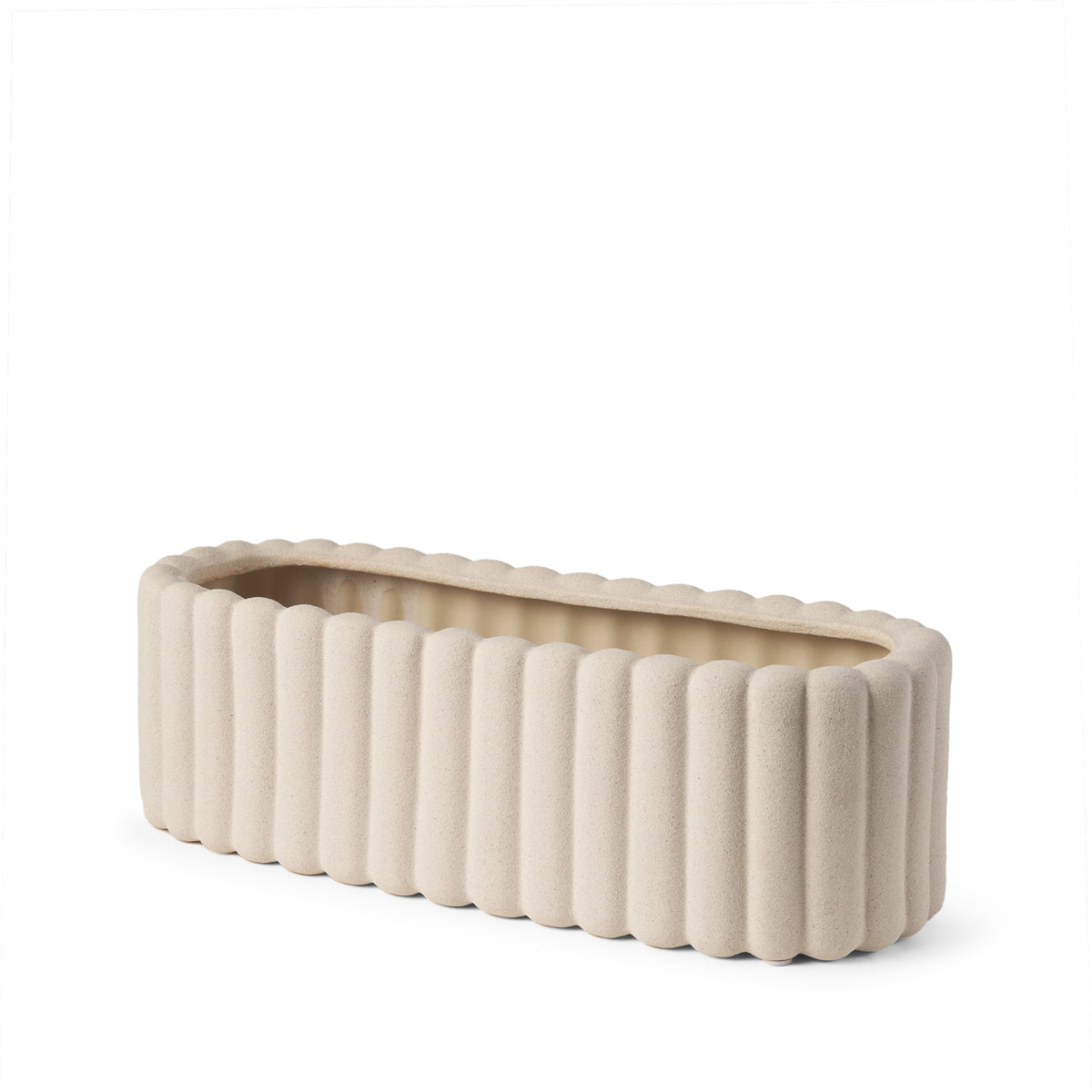 Mira Blush/Beige Wide Textured Fluted Ceramic Vase