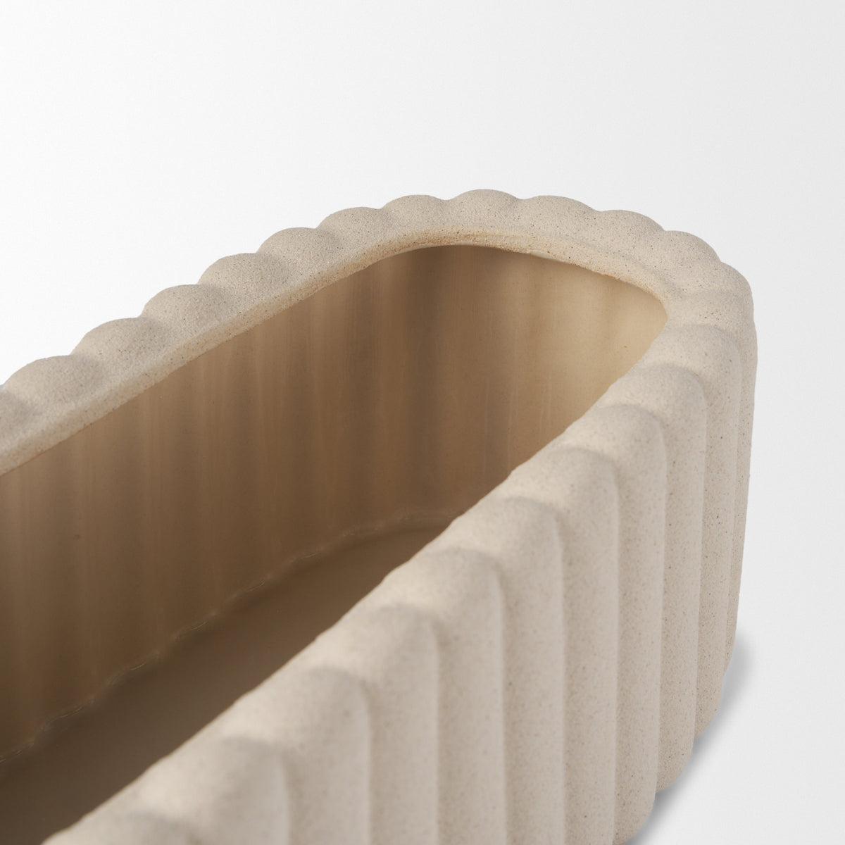 Mira Blush/Beige Wide Textured Fluted Ceramic Vase