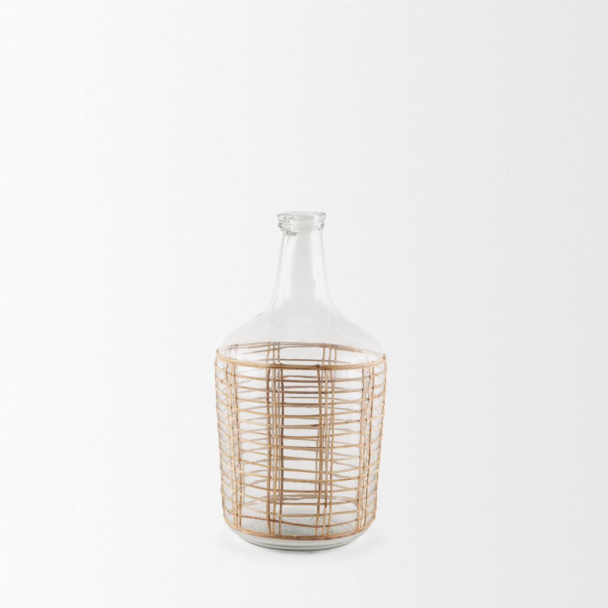 Troian Clear Medium Rattan Wrapped Glass Bottle