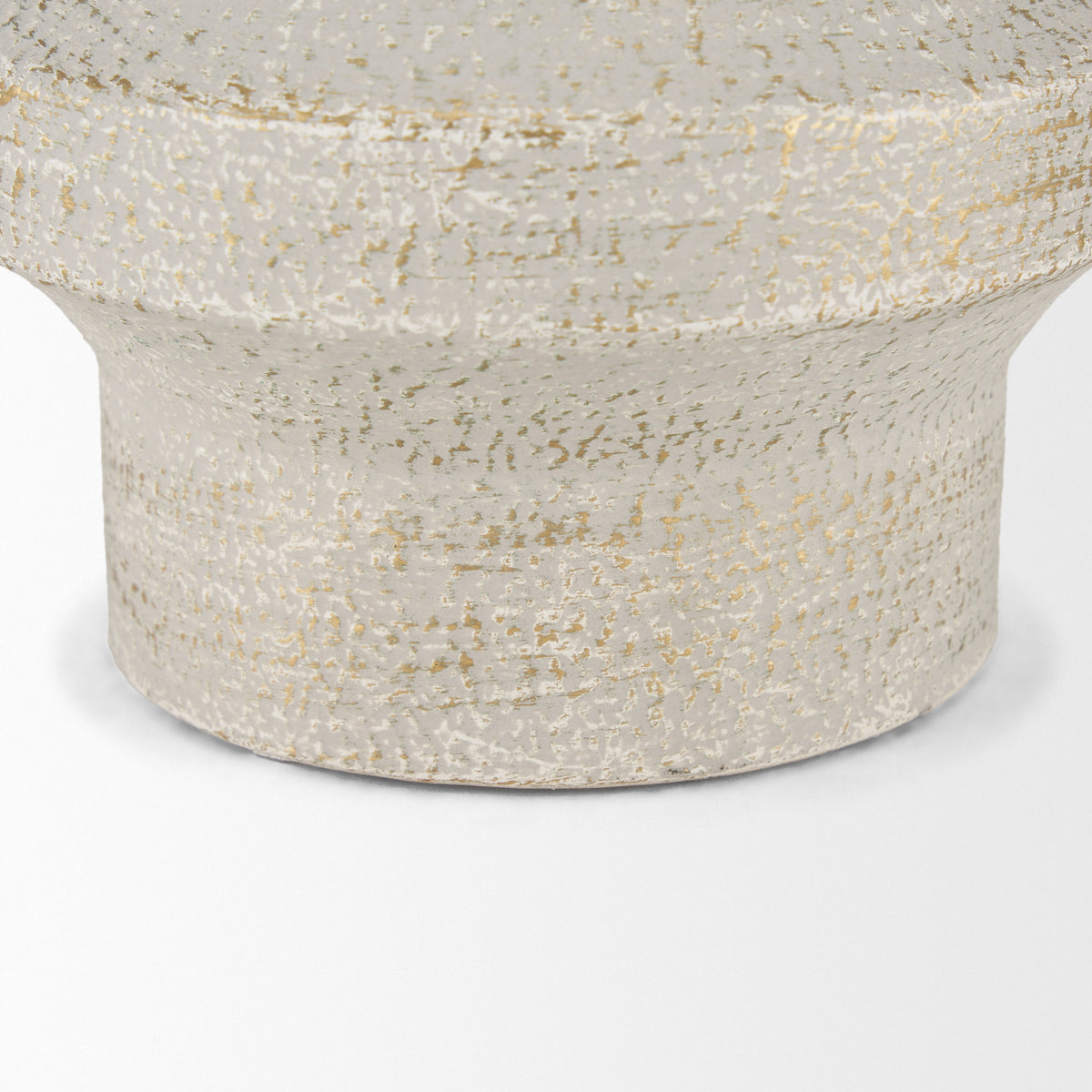Tovah Medium Textured White/Gold Metal Vase