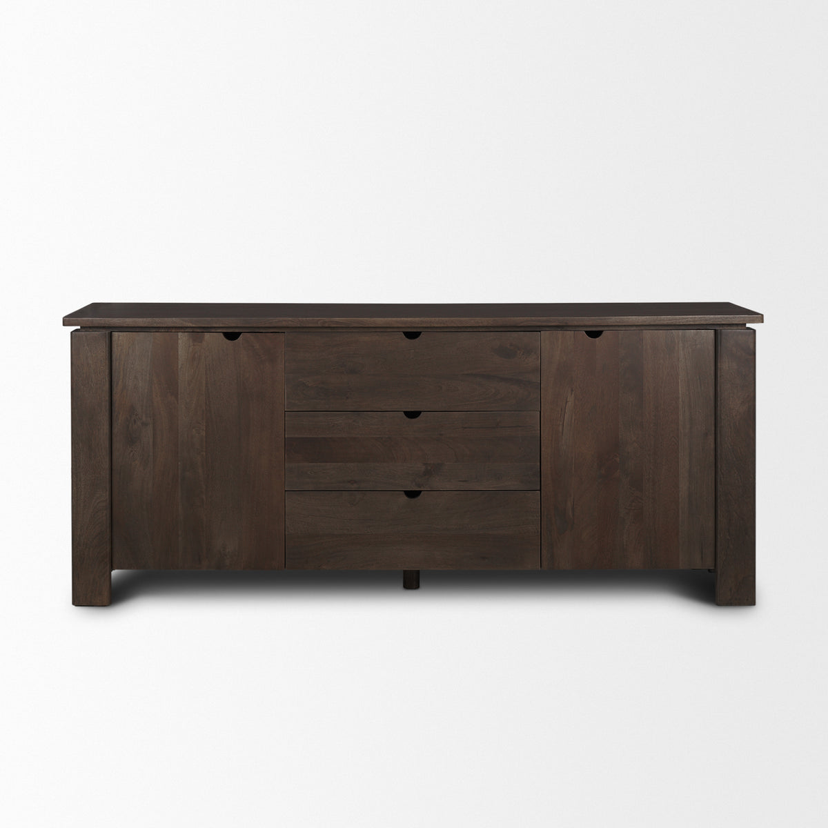 Wallen Dark Brown 2 Door Solid Wood with 3 Drawers Sideboard