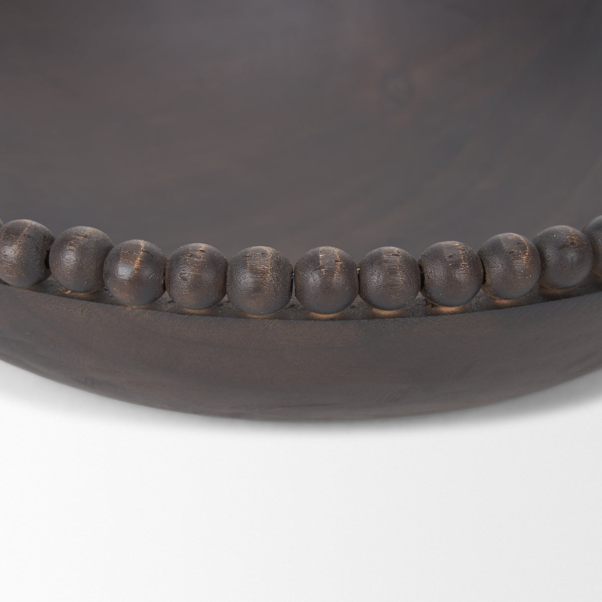 Wendell Dark Brown Wood with Wood Beads Round Bowls
