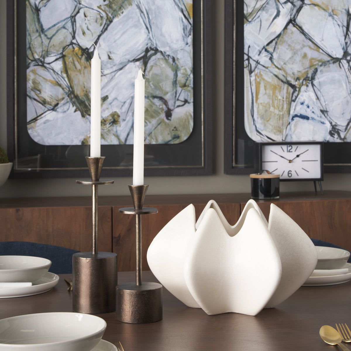 Ulrich Cream Sculptural Glazed Ceramic Vase