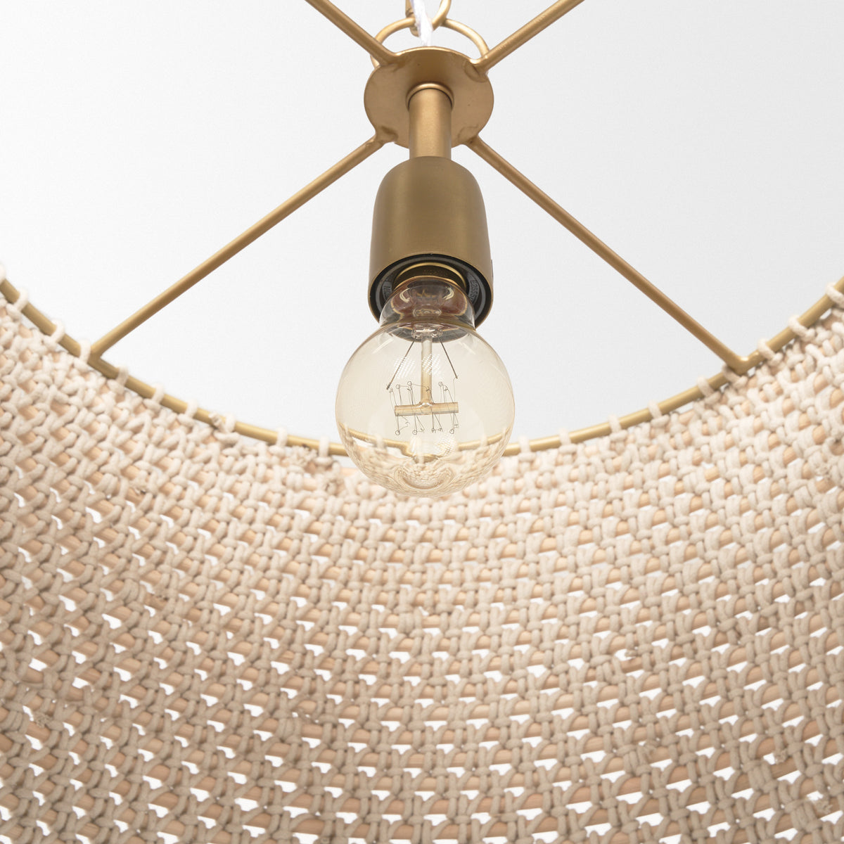 Tosha Taupe 1-Light Tapered Cotton Rope Drum Pendant