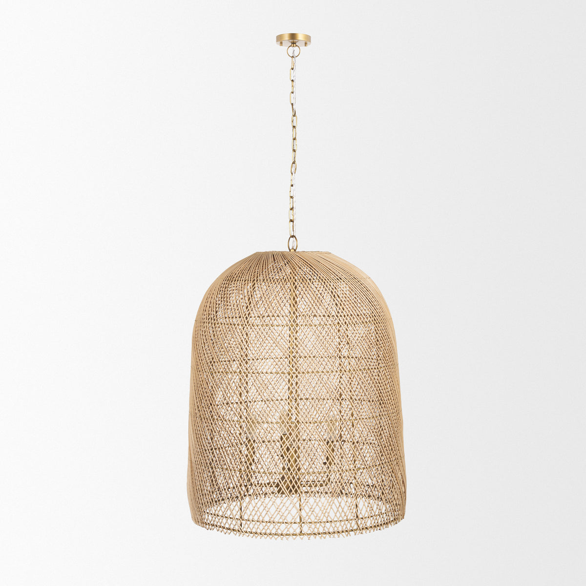 Thad Natural 4-Light Woven Rattan Foyer Chandelier