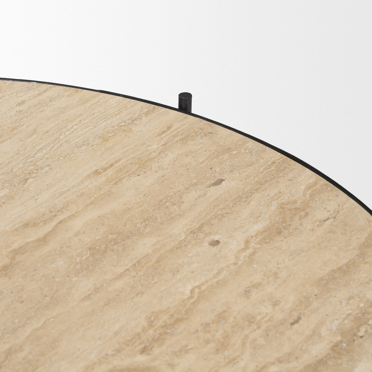 Wade Matte Black Travertine Marble Metal Coffee Tables