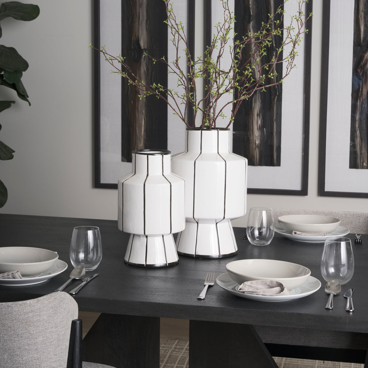 Dinah White/Black Small Ceramic Vase